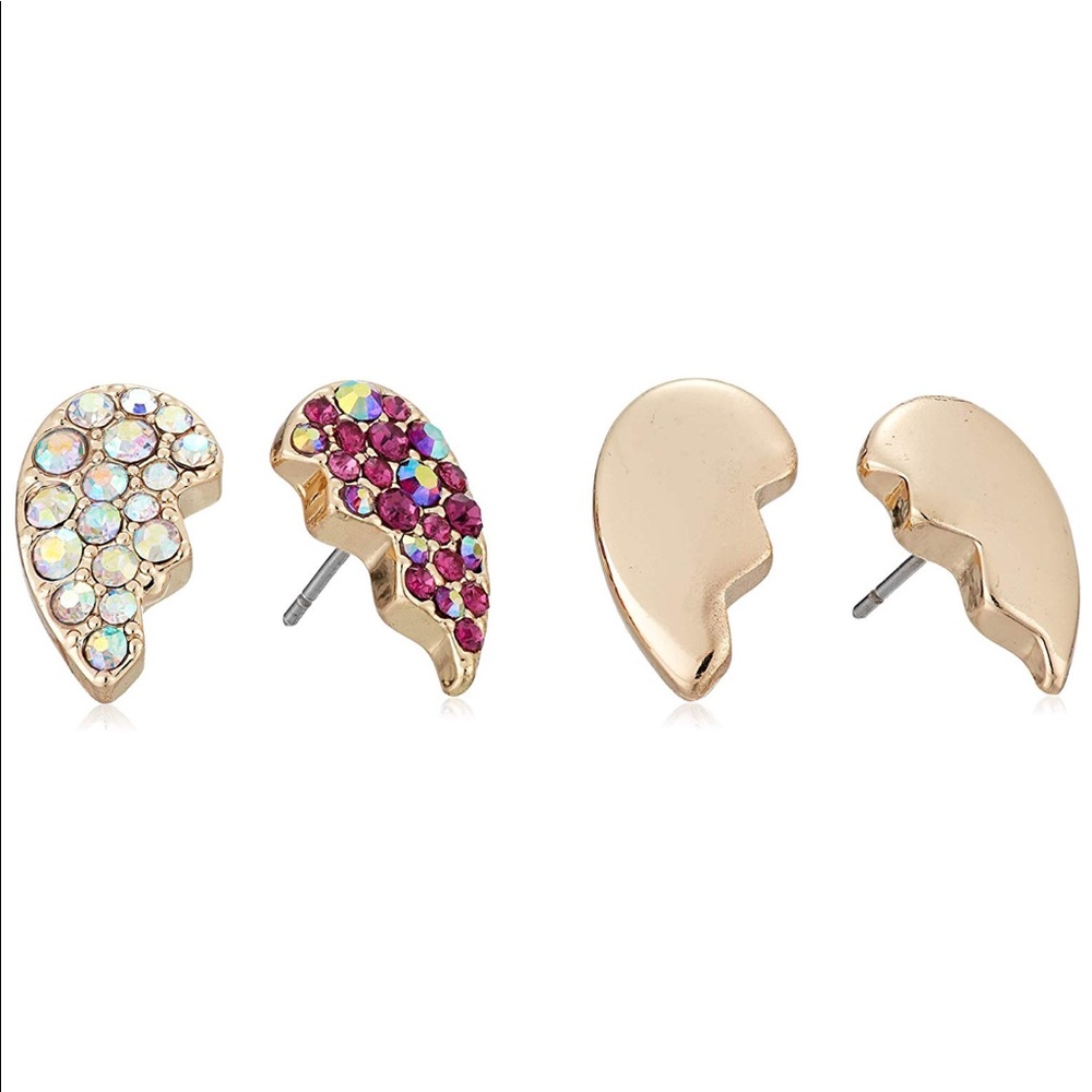 Betsey Johnson Breaking Hearts Earring Set
